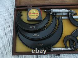 Vintage Set Starrett 0-6 Micrometer Set #436 With S & W Wooden Box