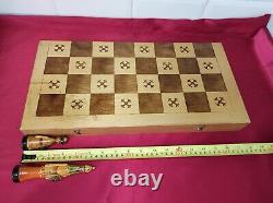 Vintage Soviet Chess MONGOLS Rare Set BIG Completely wooden Wooden Box 4545#294