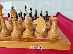 Vintage Soviet Chess Set BIG Completely wooden USSR Wooden Box 4040 cm. #233