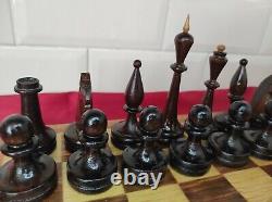 Vintage Soviet Chess Set BIG Completely wooden USSR Wooden Box 4040 cm. #233