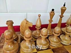 Vintage Soviet Chess Set BIG Completely wooden USSR Wooden Box 4040 cm. #233