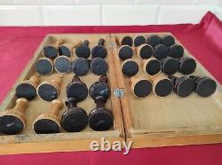 Vintage Soviet Chess Set BIG Completely wooden USSR Wooden Box 4040 cm. #233