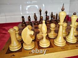 Vintage Soviet Chess Set BIG Completely wooden USSR Wooden Box 4040 cm. #289