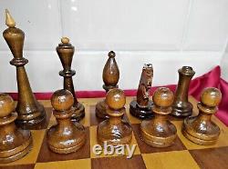 Vintage Soviet Chess Set BIG Completely wooden USSR Wooden Box 4040 cm. #289