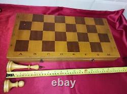 Vintage Soviet Chess Set BIG Completely wooden USSR Wooden Box 4040 cm. #289