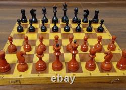 Vintage Soviet Chess Set Completely wooden Big USSR Wooden Box 4545 #290
