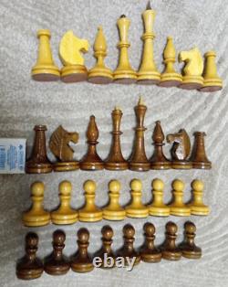 Vintage Soviet Chess Set Completely wooden Big figures USSR Box 5050 #310