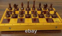 Vintage Soviet Chess Set Completely wooden Big figures USSR Box 5050 #310