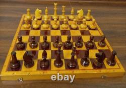 Vintage Soviet Chess Set Completely wooden Big figures USSR Box 5050 #310