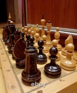 Vintage Soviet Chess Set Completely wooden USSR Wooden Box 4040 cm #263