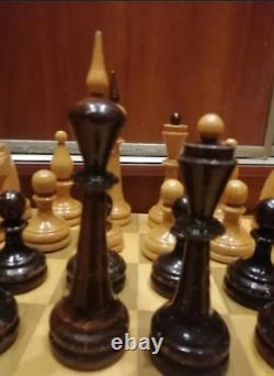 Vintage Soviet Chess Set Completely wooden USSR Wooden Box 4040 cm #263