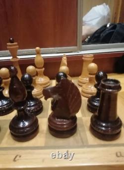 Vintage Soviet Chess Set Completely wooden USSR Wooden Box 4040 cm #263