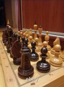 Vintage Soviet Chess Set Completely wooden USSR Wooden Box 4040 cm #263