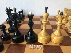Vintage Soviet Tournament weighted wooden chess set 1987 in original box