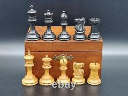 Vintage Staunton Design Chess Set Wooden Box Wood Chess Set Wood Box 1890c