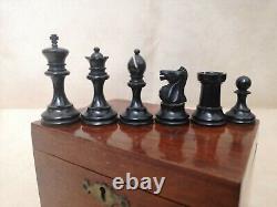 Vintage Staunton Design Chess Set Wooden Box Wood Chess Set Wood Box 1890c