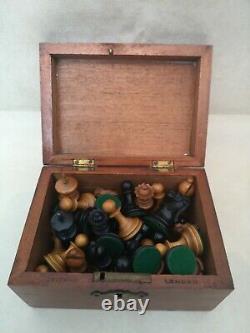 Vintage Staunton Design Chess Set Wooden Box Wood Chess Set Wood Box 1890c