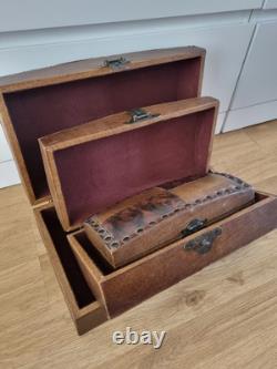 Vintage Style Oriental Wooden Boxes Set Of 3