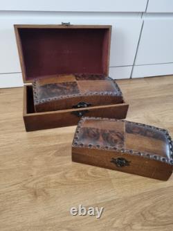 Vintage Style Oriental Wooden Boxes Set Of 3