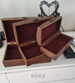 Vintage Style Oriental Wooden Boxes Set Of 3