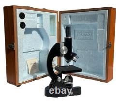 Vintage Tasco Japan Deluxe microscope complete set in wooden box