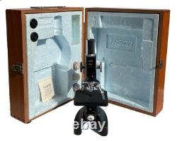 Vintage Tasco Japan Deluxe microscope complete set in wooden box