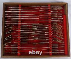 Vintage Thai Bronze Rosewood Cutlery Set 95 Piece Flatware Canteen with Wooden Box