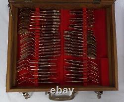 Vintage Thai Bronze Rosewood Cutlery Set 95 Piece Flatware Canteen with Wooden Box