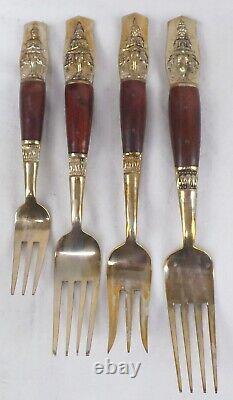 Vintage Thai Bronze Rosewood Cutlery Set 95 Piece Flatware Canteen with Wooden Box