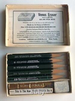 Vintage Venus American Pencil Co. Perfect Pencil Set Orignal Box Eraser Holder