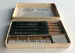 Vintage Venus American Pencil Co. Perfect Pencil Set Orignal Box Eraser Holder