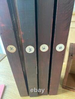 Vintage Wooden Bamboo Mahjong Set Boxed Calculators + Tile Holders Mah Jong