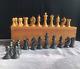 Vintage Wooden Chess Set Complete King 75mm Box Sliding Lid Not Weighted