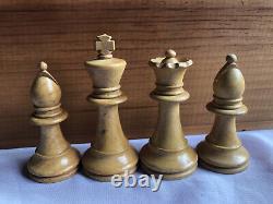 Vintage Wooden Chess Set Complete King 75mm Box Sliding Lid Not Weighted