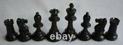 Vintage Wooden Chess Set Felt Bases Staunton Pattern Complete with Wooden Box
