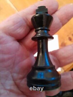 Vintage Wooden Chess Set In Wooden Box, Weighted, Felted, Lacquered, VGC