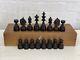 Vintage Wooden Chess Set / King 4.5 (114mm) Large Club Size / Brown Black / Box