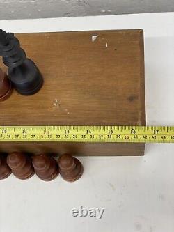 Vintage Wooden Chess Set / King 4.5 (114mm) Large Club Size / Brown Black / Box