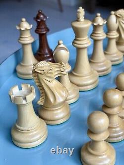 Vintage Wooden Chess Set Pieces Jaques Staunton Style With Wooden Box King 8,5cm