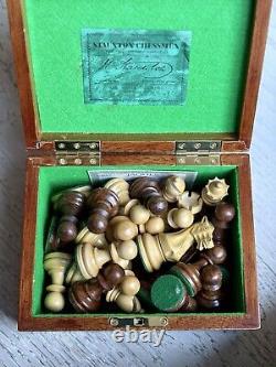 Vintage Wooden Chess Set Pieces Jaques Staunton Style With Wooden Box King 8,5cm