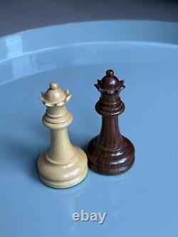 Vintage Wooden Chess Set Pieces Jaques Staunton Style With Wooden Box King 8,5cm