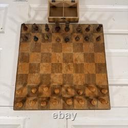 Vintage Wooden Chess Set with Box, Board & Rules Complete 32 Pieces