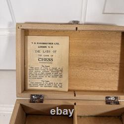 Vintage Wooden Chess Set with Box, Board & Rules Complete 32 Pieces