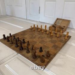 Vintage Wooden Chess Set with Box, Board & Rules Complete 32 Pieces