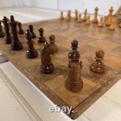 Vintage Wooden Chess Set with Box, Board & Rules Complete 32 Pieces