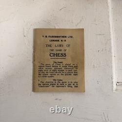 Vintage Wooden Chess Set with Box, Board & Rules Complete 32 Pieces