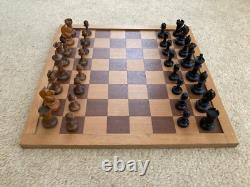 Vintage Wooden Chess Set with Nice Patina, Board and Box