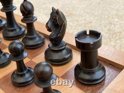 Vintage Wooden Chess Set with Nice Patina, Board and Box
