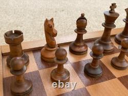 Vintage Wooden Chess Set with Nice Patina, Board and Box