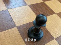 Vintage Wooden Chess Set with Nice Patina, Board and Box